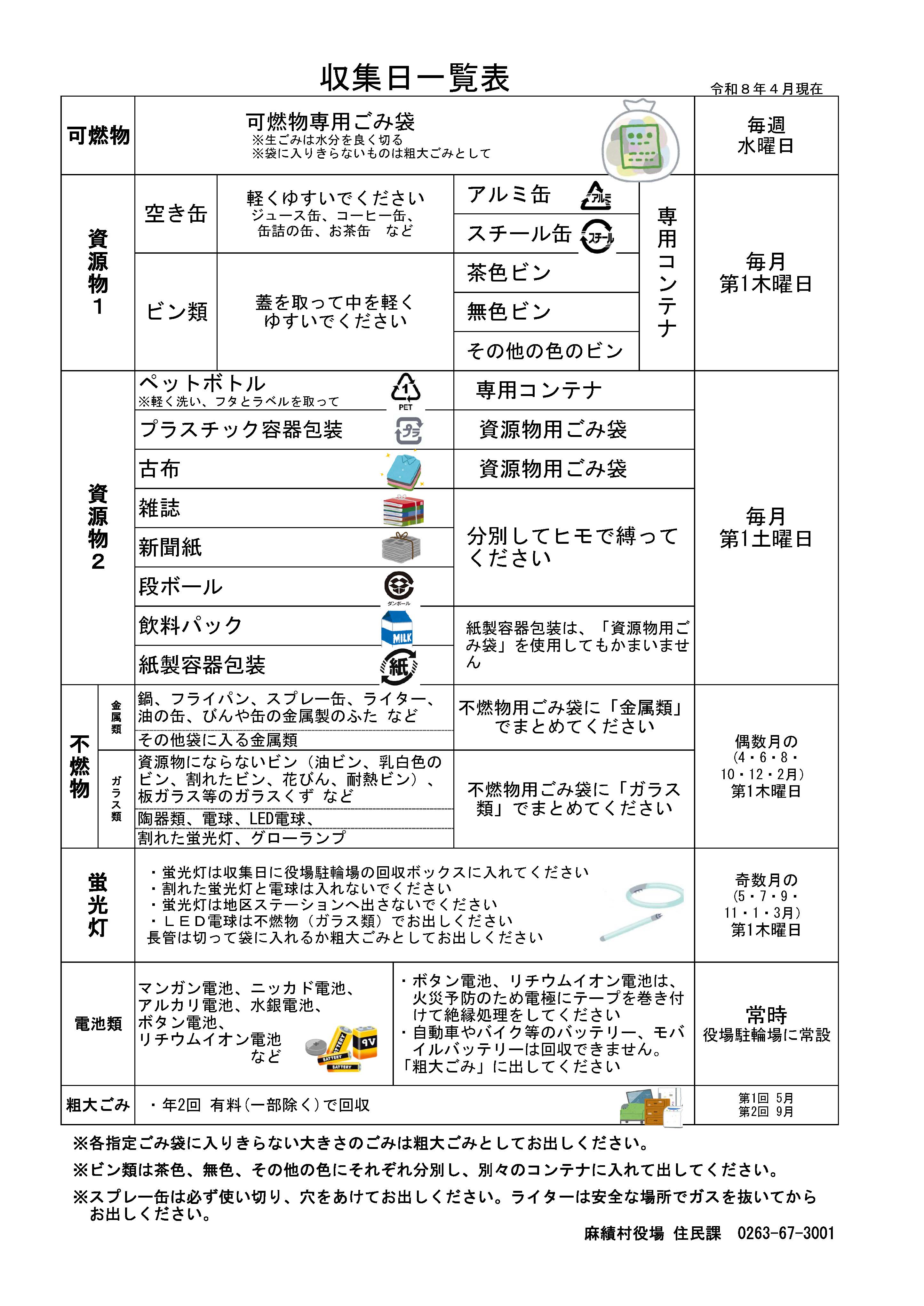 R8から収集日一覧表